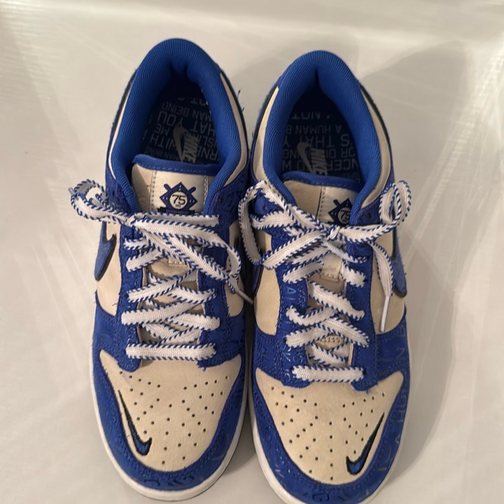 Nike Dunk Low Jackie Robinson Sneakers GS Size 6Y DV2203-400 Blue Tan or 8 women